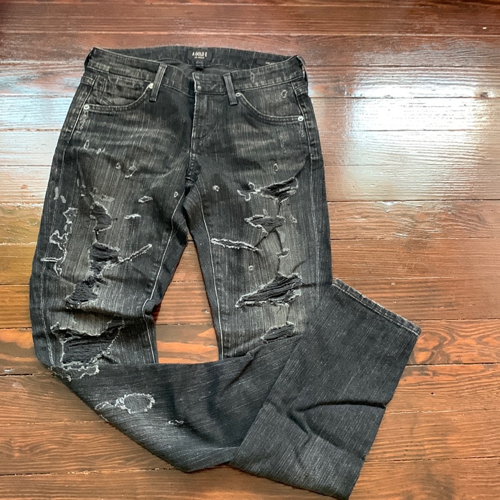Agolde designer jeans. Light wash black, size 24. Straight legged style.